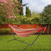 Black Steel Pipe Hammock Frame with Polyester Cotton Hammock Set